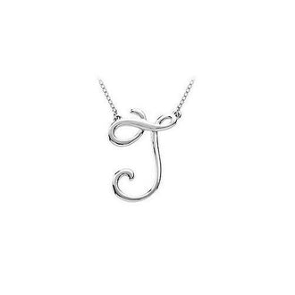 14K White Gold Letter J Script Pendant