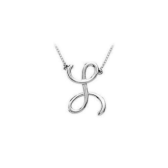 14K White Gold Letter L Script Pendant