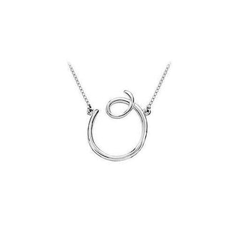 14K White Gold Letter O Script Pendant