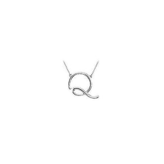 14K White Gold Letter Q Script Pendant