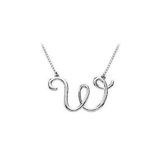 14K White Gold Letter W Script Pendant