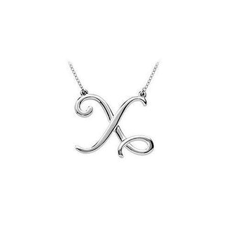 14K White Gold Letter X Script Pendant