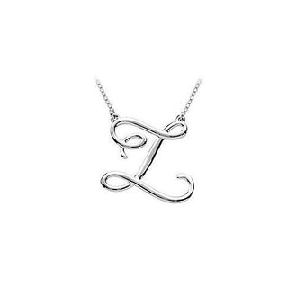 14K White Gold Letter Z Script Pendant