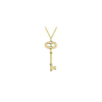 14K Yellow Gold Key Pendant with Diamond-Cut Finish Design