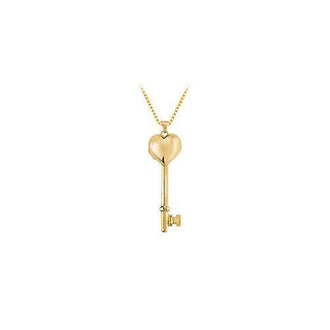 14K Yellow Gold Heart Key Locket Pendant