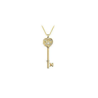 14K Yellow Gold Heart Key Locket Pendant