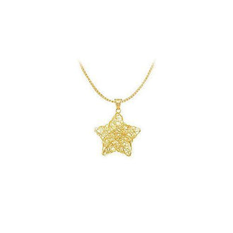 14K Yellow Gold Wire Star Pendant