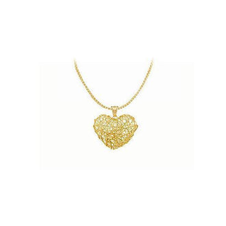 14K Yellow Gold Wire Heart Pendant