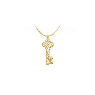 Diamond Key Pendant : 14K Yellow Gold - 0.005 CT Diamond