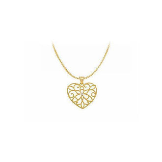 Diamond Heart Pendant : 14K Yellow Gold - 0.005 CT Diamond