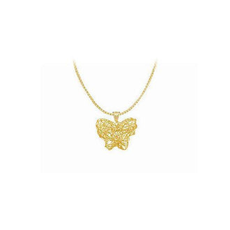 14K Yellow Gold Wire Butterfly Pendant