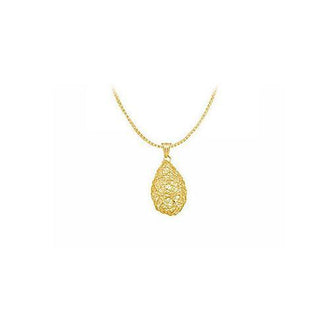 14K Yellow Gold Wire Pear Shaped Pendant