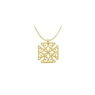 Diamond Medallion Pendant : 14K Yellow Gold - 0.005 CT Diamond