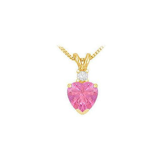 Diamond and Pink Topaz Solitaire Pendant : 14K Yellow Gold - 1.00 CT TGW