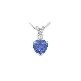 Diamond and Tanzanite Solitaire Pendant : 14K White Gold - 1.00 CT TGW