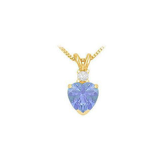 Diamond and Tanzanite Solitaire Pendant : 14K Yellow Gold - 1.00 CT TGW