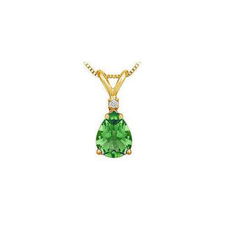 Diamond and Emerald Solitaire Pendant : 14K Yellow Gold - 1.00 CT TGW