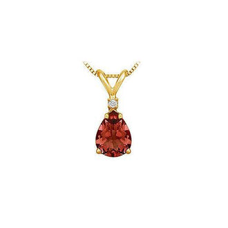 Diamond and Garnet Solitaire Pendant : 14K Yellow Gold - 1.00 CT TGW