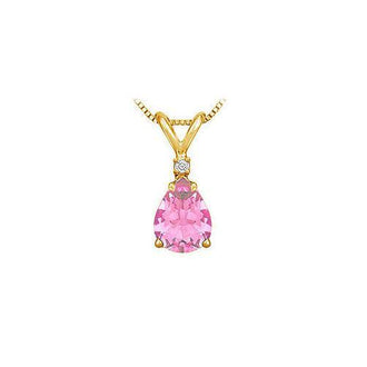Diamond and Pink Sapphire Solitaire Pendant : 14K Yellow Gold - 1.00 CT TGW