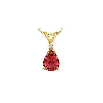 Diamond and Ruby Solitaire Pendant : 14K Yellow Gold - 1.00 CT TGW