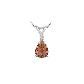 Diamond and Smoky Topaz Solitaire Pendant : 14K White Gold - 1.00 CT TGW