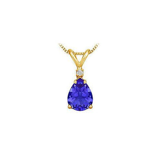 Diamond and Sapphire Solitaire Pendant : 14K Yellow Gold - 1.00 CT TGW