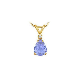 Diamond and Tanzanite Solitaire Pendant : 14K Yellow Gold - 1.00 CT TGW