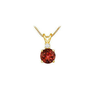 Diamond and Garnet Solitaire Pendant : 14K Yellow Gold - 1.00 CT TGW