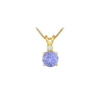 Diamond and Tanzanite Solitaire Pendant : 14K Yellow Gold - 1.00 CT TGW