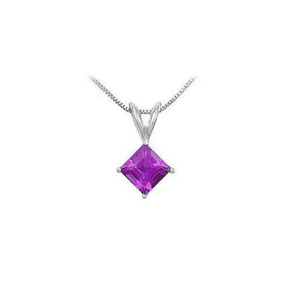 Amethyst Solitaire Pendant : 14K White Gold - 1.00 CT TGW