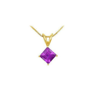 Amethyst Solitaire Pendant : 14K Yellow Gold - 1.00 CT TGW