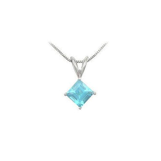 Aquamarine Solitaire Pendant : 14K White Gold - 1.00 CT TGW