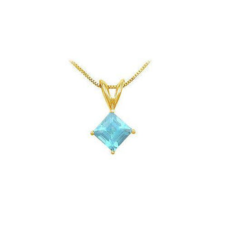 Aquamarine Solitaire Pendant : 14K Yellow Gold - 1.00 CT TGW