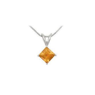 Citrine Solitaire Pendant : 14K White Gold - 1.00 CT TGW