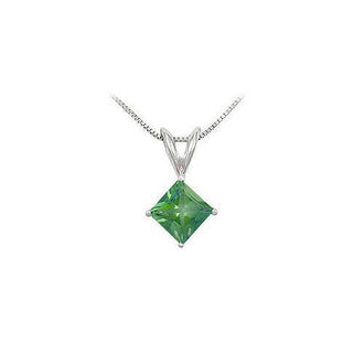 Emerald Solitaire Pendant : 14K White Gold - 1.00 CT TGW