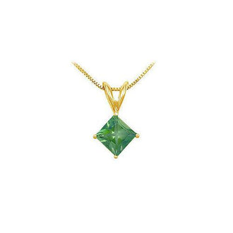 Emerald Solitaire Pendant : 14K Yellow Gold - 1.00 CT TGW