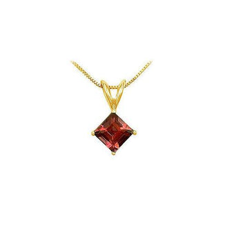 Garnet Solitaire Pendant : 14K Yellow Gold - 1.00 CT TGW