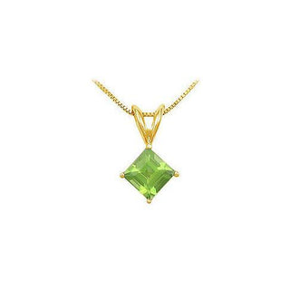 Peridot Solitaire Pendant : 14K Yellow Gold - 1.00 CT TGW