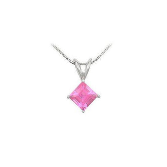 Pink Sapphire Solitaire Pendant : 14K White Gold - 1.00 CT TGW