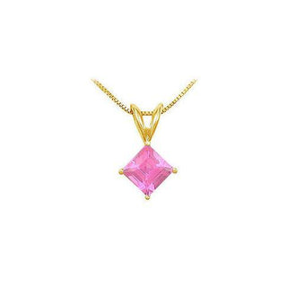 Pink Sapphire Solitaire Pendant : 14K Yellow Gold - 1.00 CT TGW