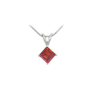 Ruby Solitaire Pendant : 14K White Gold - 1.00 CT TGW