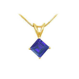 Sapphire Solitaire Pendant : 14K Yellow Gold - 1.00 CT TGW