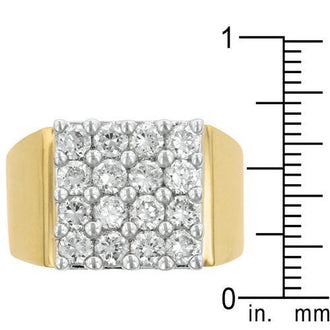 Pave Square Mens Ring