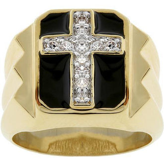 Faceted Cross Cubic Zirconia Ring