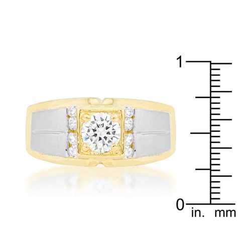 Cubic Zirconia Two-Tone Men's Ring