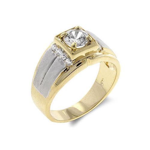 Cubic Zirconia Two-Tone Men's Ring