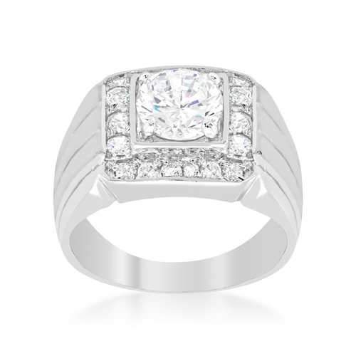 Men's Two-tone Finish Cubic Zirconia Ring