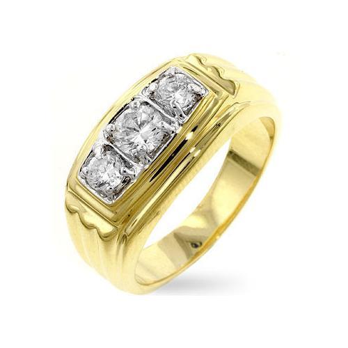 Golden Triplet Cubic Zirconia Ring