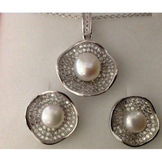 Sterling Silver 925 Necklace and Earring Set Lead-Free and Nickel-Free.