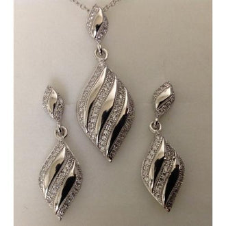 Sterling Silver 925 Necklace and Earring Set Lead-Free and Nickel-Free.